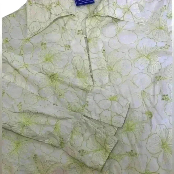 Women’s Tori Richard Honolulu Embroidered Hibiscus 3/4 Sleeves Tunic, Size 12 - Picture 10 of 16